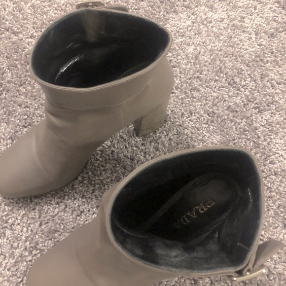 PRADA Gray Leather Booties with Buckle Detail - 39 - Picture 3 of 6